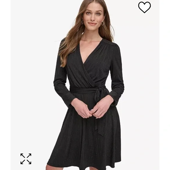 DKNY Embellished Faux Wrap Dress - Picture 1 of 4